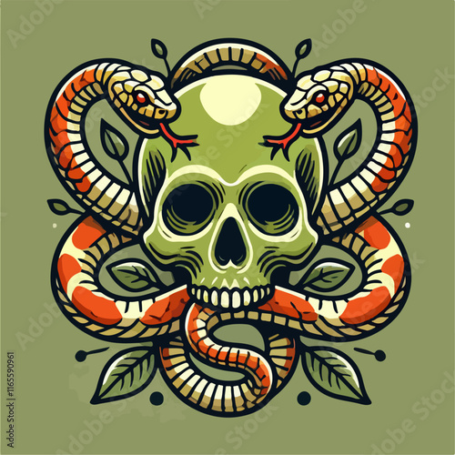 skull with snake