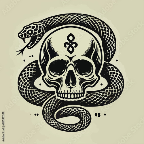 skull with snake