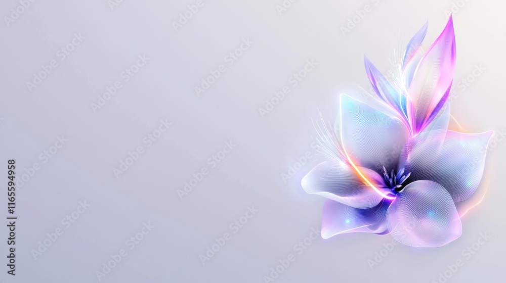 Fototapeta premium Abstract floral design with soft colors and glowing effects.