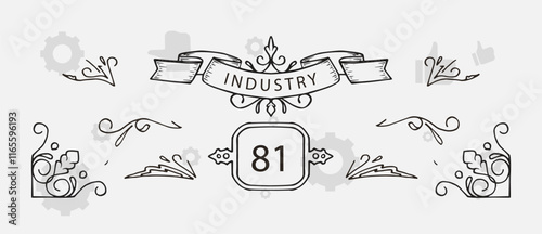 Hand drawn design elements collection. Floral frames, corners, dividers, calligraphic lines, borders, swirls. Illustration in vintage style