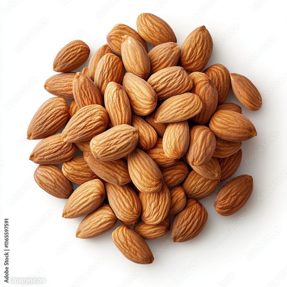 Raw Almonds, Isolated on a White Background, Cut Out, Healthy Snack, Nutritional Food, Natural Ingredients, Organic Eating Raw Almonds, Isolated on a White Background, Cut Out, Healthy Snack, Nutritional Food, Natural Ingredients, Organic Eating