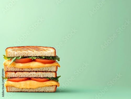 Melting Cheesy Sandwich with Vibrant Color Gradient Design and Copy Space for Text photo