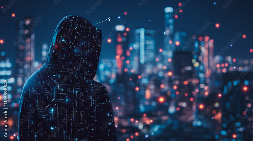 custom made wallpaper toronto digitalHacker are planning to hack and attack networks and cyber security systems. Smart Innovation city with connection future wireless digital city and social media networking over the cityscape.