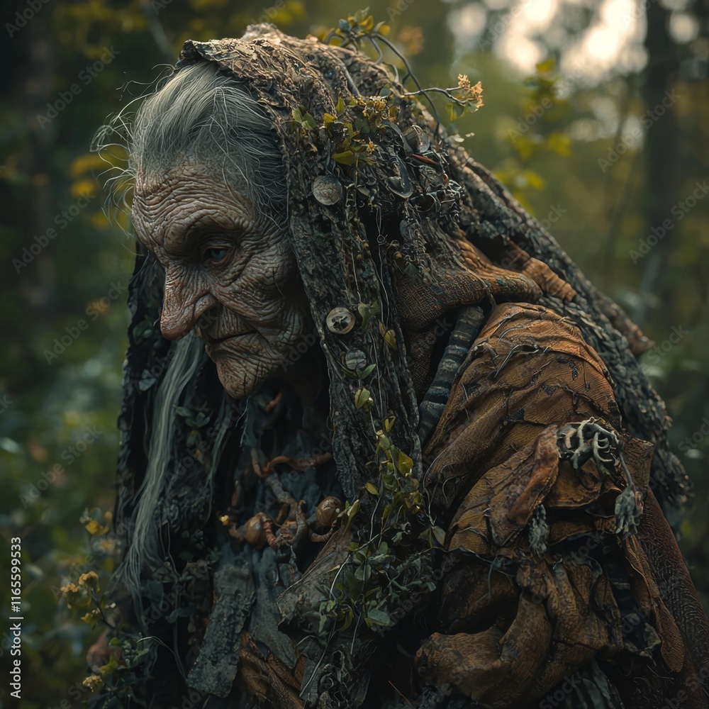 Ancient Forest Hag, Wrinkled Face, Mystical Woods Ancient Forest Hag, Wrinkled Face, Mystical Woods