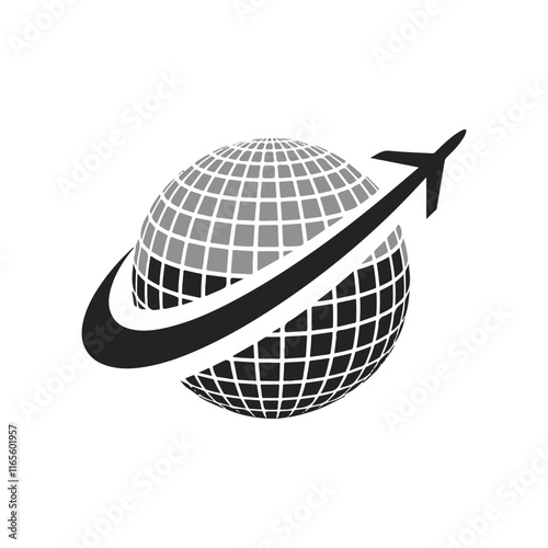 Airplane Circling the Earth - Simple Vector Icon
