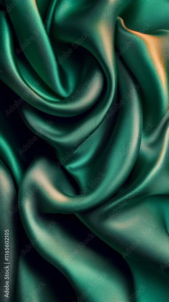 Obraz premium Elegant green silk fabric with a silky smooth texture, offering a timeless and luxurious feel
