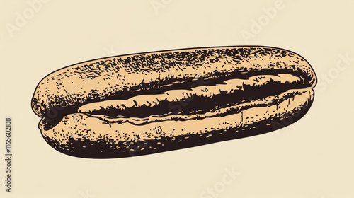 Hot dog sausage icon for fast food BBQ house or fastfood restaurant and cinema bistro menu. Vector isolated barbecue sausage snack for sandwich street food delivery or takeaway photo