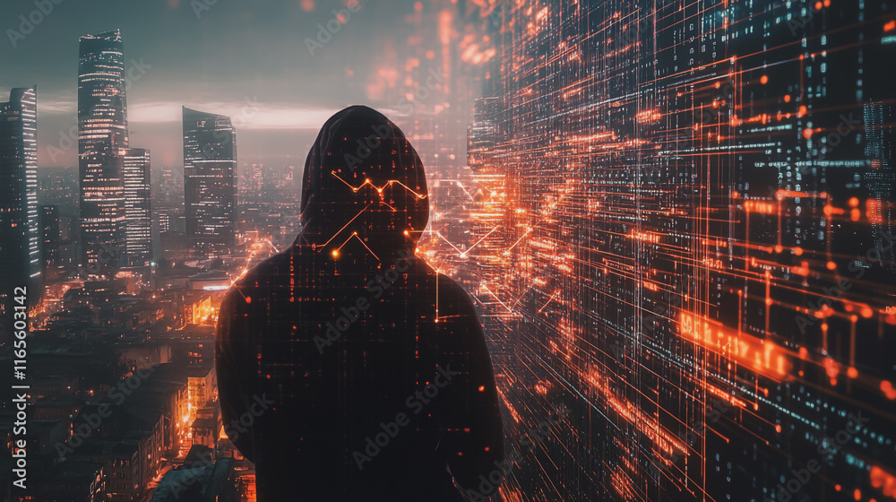 Hacker are planning to hack and attack networks and cyber security systems. Smart Innovation city with connection future wireless digital city and social media networking over the cityscape. Hacker are planning to hack and attack networks and cyber security systems. Smart Innovation city with connection future wireless digital city and social media networking over the cityscape.
