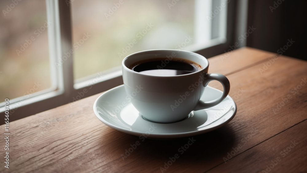 A cup of coffee on wood by a sunlit window is perfect for cozy café promotions, coffee blogs, or social media posts. A cup of coffee on wood by a sunlit window is perfect for cozy café promotions, coffee blogs, or social media posts.