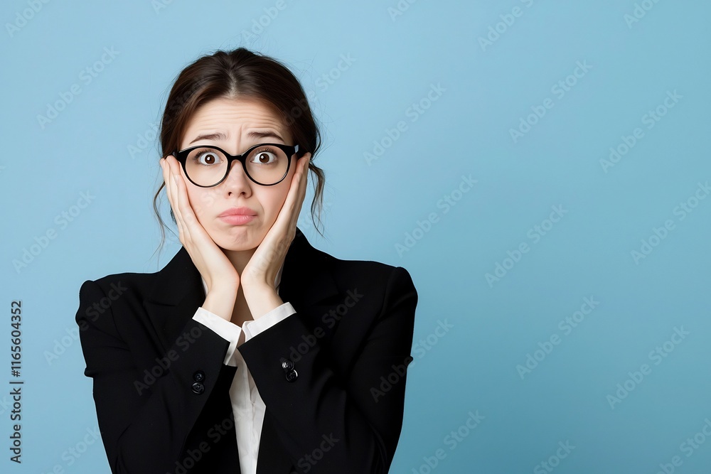 Thoughtful Businesswoman in Black Outfit Contemplating Challenges in Corporate Life Thoughtful Businesswoman in Black Outfit Contemplating Challenges in Corporate Life