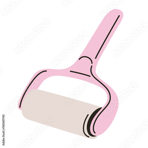 Sticky roller vector illustration in flat cartoon style. Modern lint remover for clothes, fabric, and pet hair, perfect for cleaning, hygiene, and home care themes. Portable and practical accessory