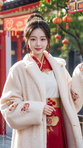 a girl in a Traditional clothing Celebrate the New Year