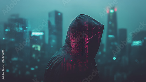 Wallpaper Mural Hacker are planning to hack and attack networks and cyber security systems. Smart Innovation city with connection future wireless digital city and social media networking over the cityscape. Torontodigital.ca