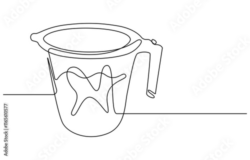 Plastic Mug continuous one line drawing, Shower Mug one line drawing