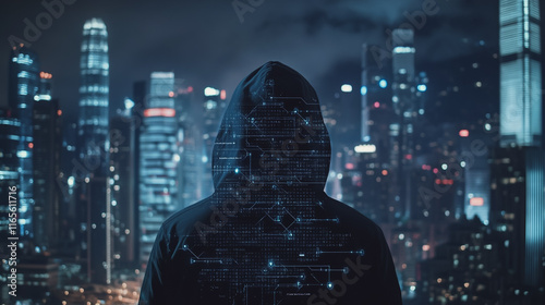 Wallpaper Mural Hacker are planning to hack and attack networks and cyber security systems. Smart Innovation city with connection future wireless digital city and social media networking over the cityscape. Torontodigital.ca