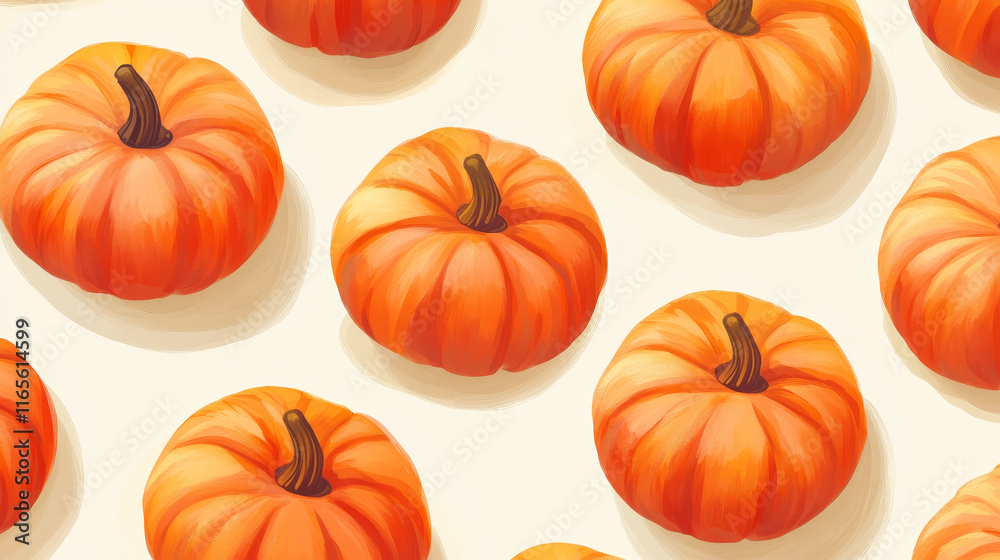 Pumpkins seamless pattern. Vector background of Halloween party, Thanksgiving day holiday and farming harvest orange round pumpkin pattern Pumpkins seamless pattern. Vector background of Halloween party, Thanksgiving day holiday and farming harvest orange round pumpkin pattern