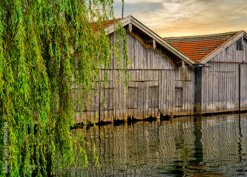 Bootshaus, Landschaft am Staffelsee, Seehausen, Bayern, Deutschland photo