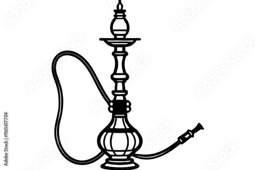 Hookah isolated vector silhouette illustration on white background