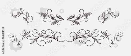 Frame border ornament. Decor line design pattern, flower luxury decoration. Book element, antique ornate classic floral. Elegant baroque label old filigree calligraphy shapes. Vector retro garish card