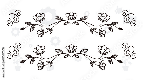 Frame border ornament. Decor line design pattern, flower luxury decoration. Book element, antique ornate classic floral. Elegant baroque label old filigree calligraphy shapes. Vector retro garish card