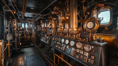 Engine order telegraph, EOT or Chadburn, communication device used on ship or submarine for pilot on bridge to order engineers in engine room to power vessel at certain desired speed photo