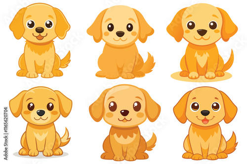 cute cartoon dog golden retriever puppy sitting vector 
