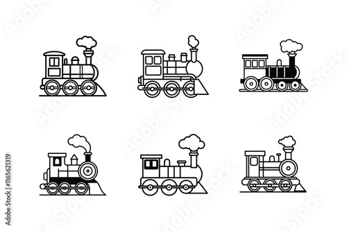 steam locomotive icon line art vector illustration