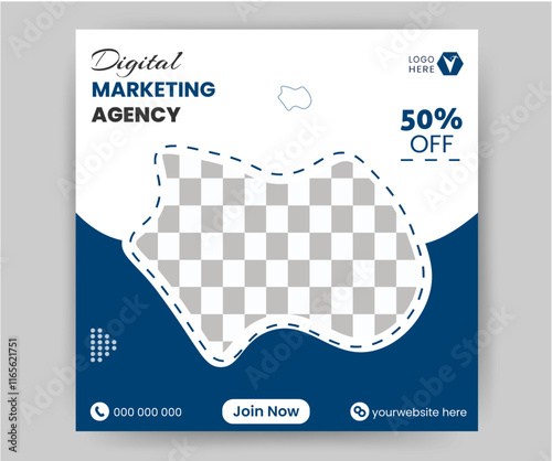 Business social media post square digital. Marketing banner template.	