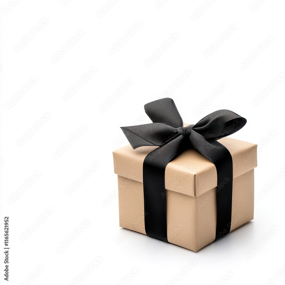 Obraz premium beautifully wrapped gift box with black ribbon bow, perfect for celebrations