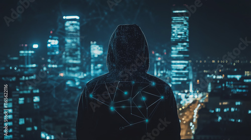 Wallpaper Mural Hacker are planning to hack and attack networks and cyber security systems. Smart Innovation city with connection future wireless digital city and social media networking over the cityscape. Torontodigital.ca