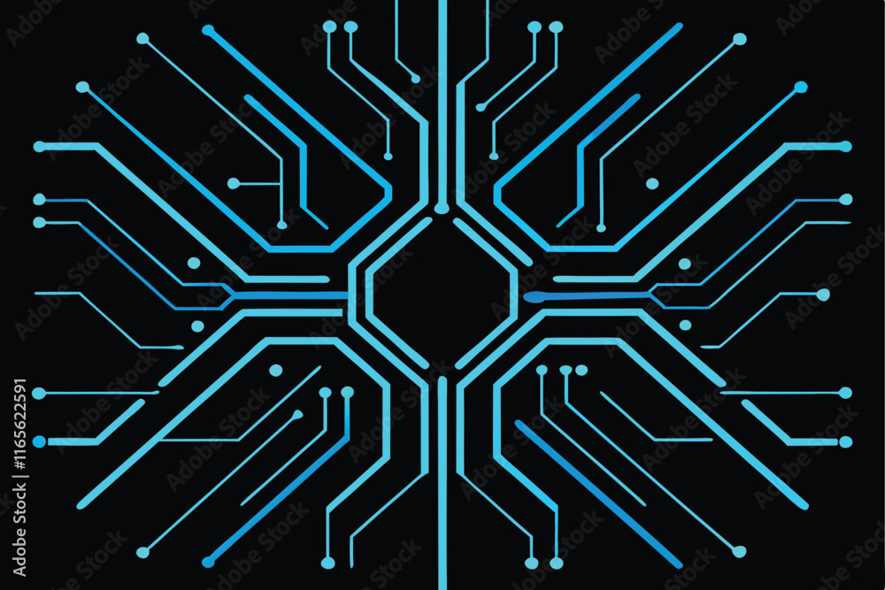 Futuristic Circuit Board Design in Vibrant Blue.