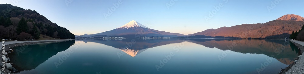 Fototapeta premium 360 degree image, Mount Fuji Reflection. HDRI spherical panorama.