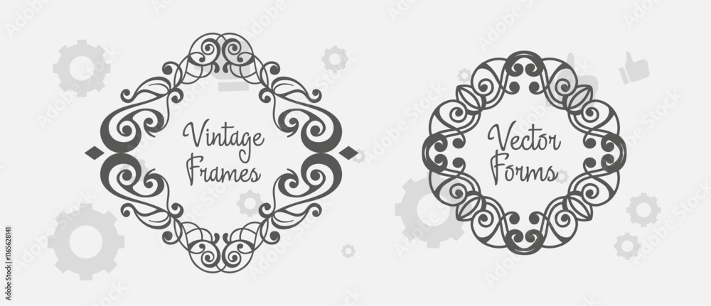 Elegant floral frames with hand drawn silhouettes of branches and leaves. Vector flower wreaths for labels, corporate identity, wedding invitation, save the date, logo Elegant floral frames with hand drawn silhouettes of branches and leaves. Vector flower wreaths for labels, corporate identity, wedding invitation, save the date, logo