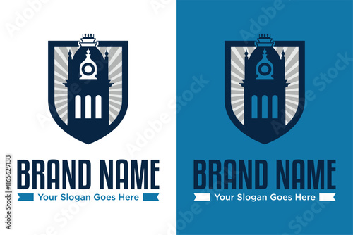 badge emblem simple modern old tower building illustrator vector logo design