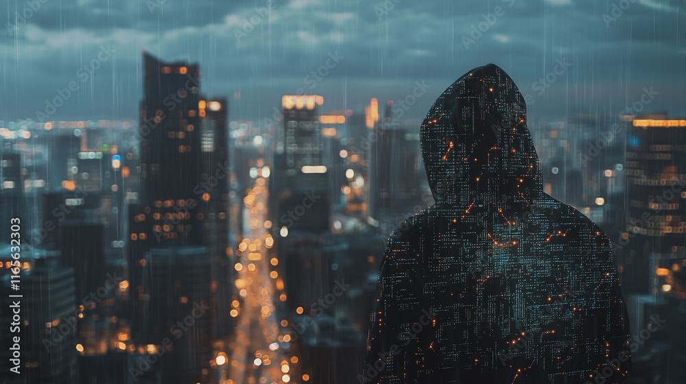 Hacker are planning to hack and attack networks and cyber security systems. Smart Innovation city with connection future wireless digital city and social media networking over the cityscape. Hacker are planning to hack and attack networks and cyber security systems. Smart Innovation city with connection future wireless digital city and social media networking over the cityscape.
