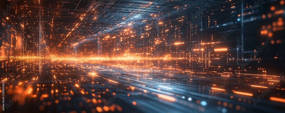 Fototapeta premium Futuristic Geometric Digital Background, Generative AI