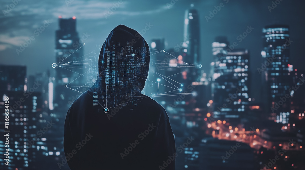 Hacker are planning to hack and attack networks and cyber security systems. Smart Innovation city with connection future wireless digital city and social media networking over the cityscape. Hacker are planning to hack and attack networks and cyber security systems. Smart Innovation city with connection future wireless digital city and social media networking over the cityscape.