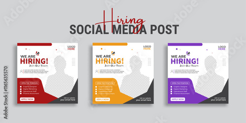 We are hiring job vacancy social media post or square web banner template vector design