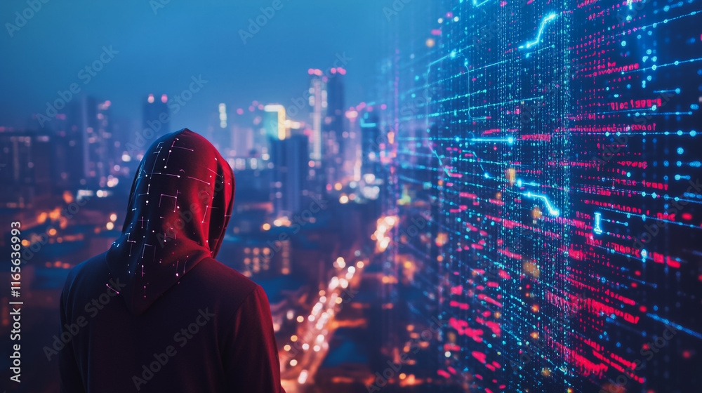 Hacker are planning to hack and attack networks and cyber security systems. Smart Innovation city with connection future wireless digital city and social media networking over the cityscape. Hacker are planning to hack and attack networks and cyber security systems. Smart Innovation city with connection future wireless digital city and social media networking over the cityscape.