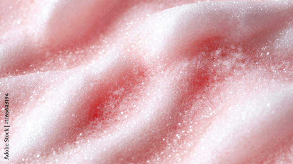 Fototapeta premium A close-up of delicate pink and white textured sugar granules, perfect for designing sweet-themed events, candy-related promotions, or pastel aesthetic projects.
