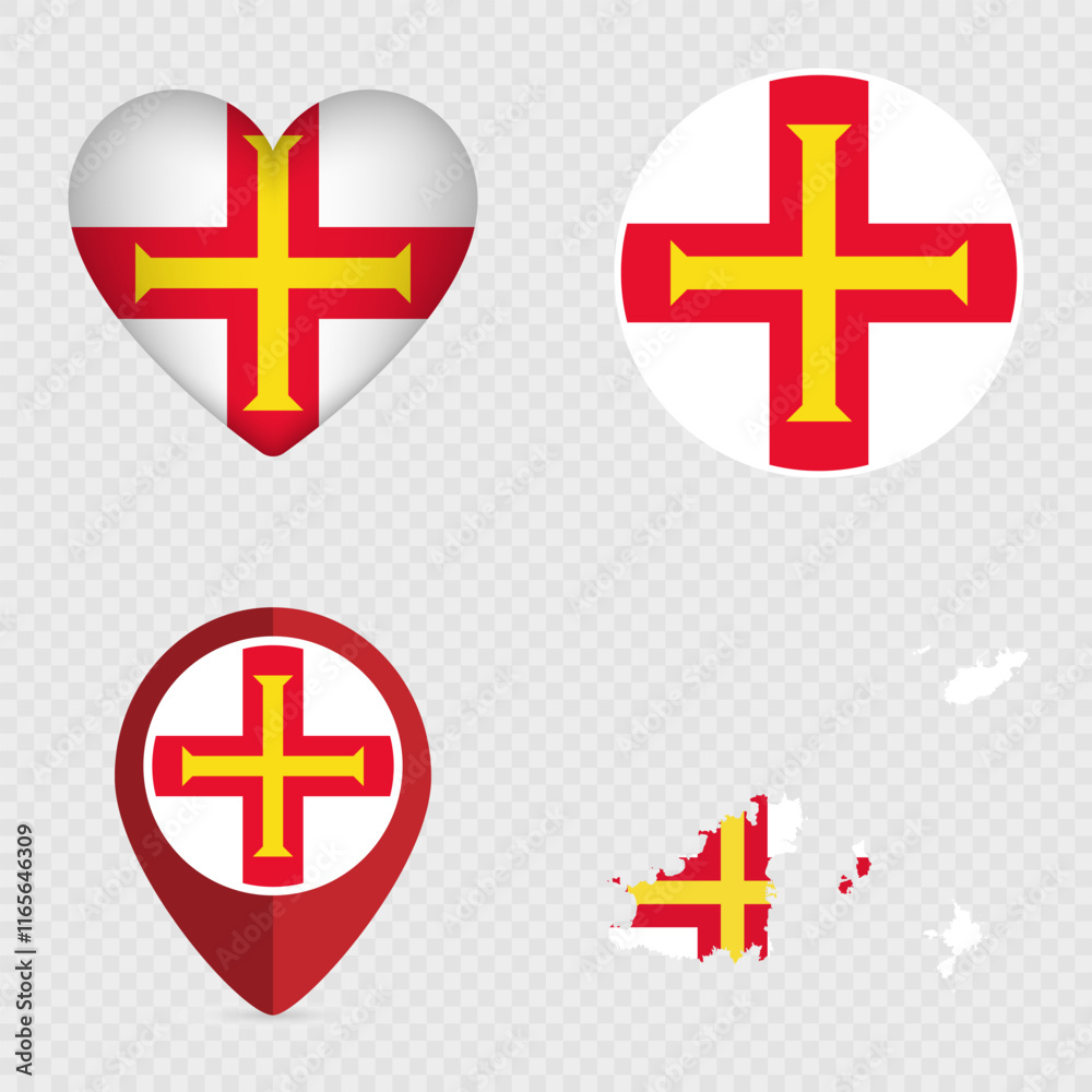 Obraz premium Guernsey Flag Icons Pack. Vector illustration.