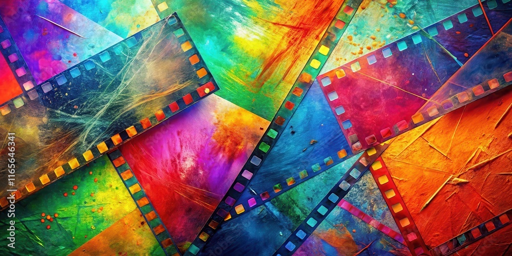 Fototapeta premium Abstract Colorful Film Negative Collage with Vivid Hues and Textured Surfaces