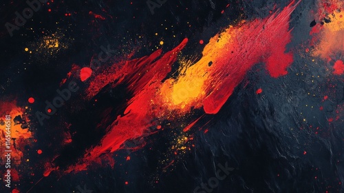 A textured abstract background with splashes of bold red