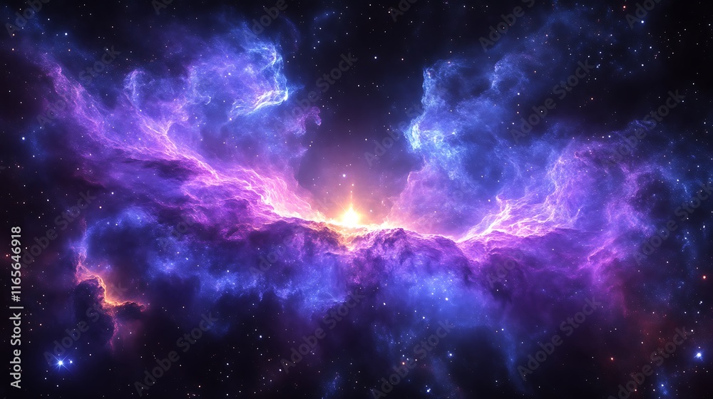 Fototapeta premium Cosmic Nebula with Vibrant Purple and Blue Hues
