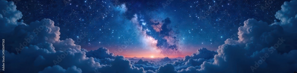 Fototapeta premium Dark, swirling clouds under a vast, star-studded sky, clouds, atmospheric, high above