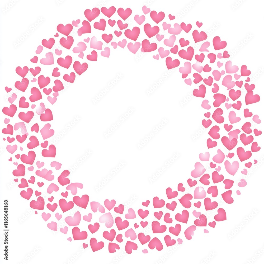 Pink Hearts Forming a Circular Frame Design Pink Hearts Forming a Circular Frame Design
