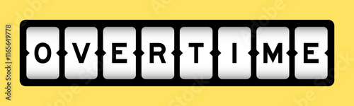 Black color in word overtime on slot banner with yellow color background