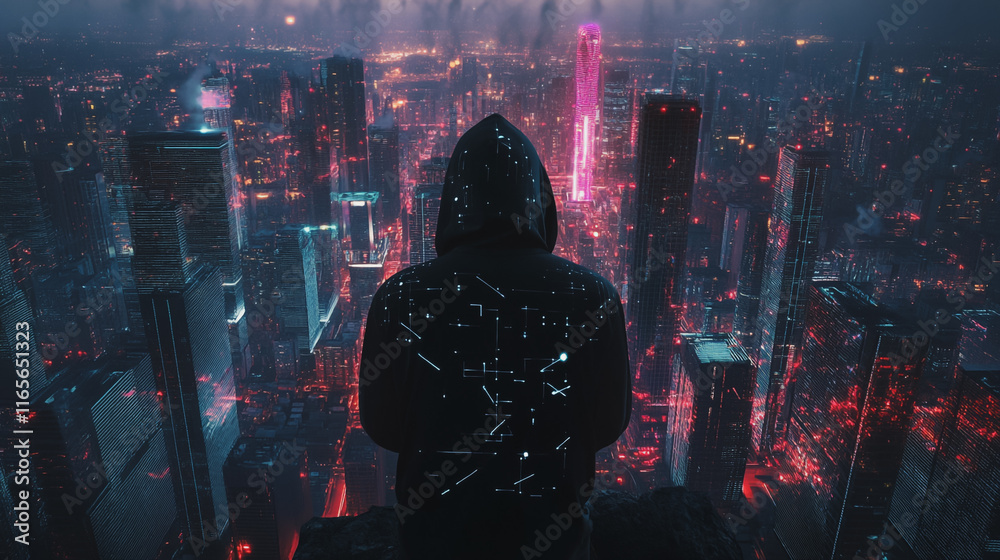 Hacker are planning to hack and attack networks and cyber security systems. Smart Innovation city with connection future wireless digital city and social media networking over the cityscape. Hacker are planning to hack and attack networks and cyber security systems. Smart Innovation city with connection future wireless digital city and social media networking over the cityscape.