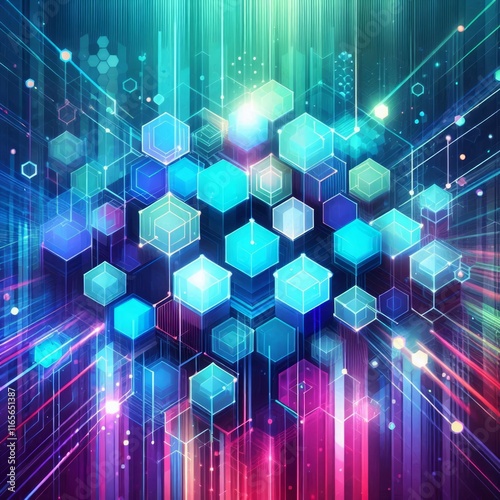 Futuristic Hexagonal Digital Art Background