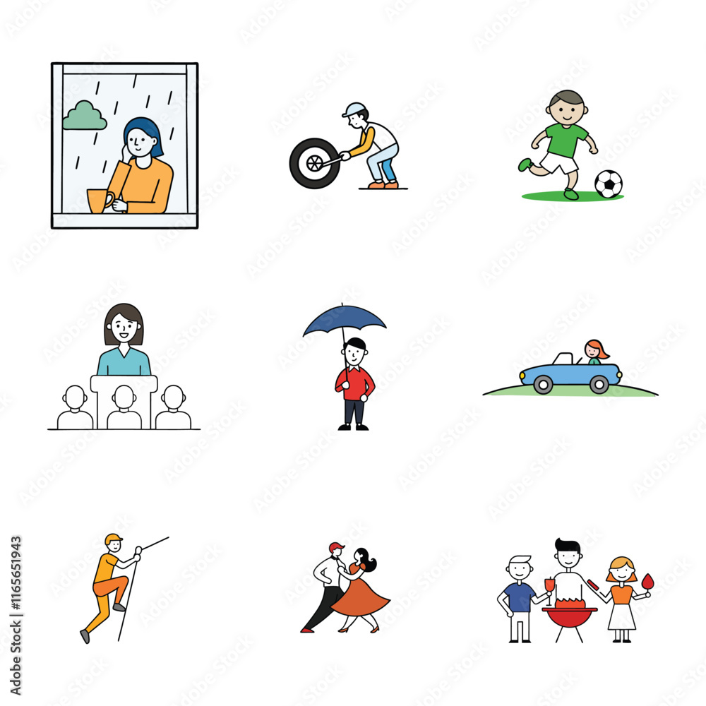 Fototapeta premium Everyday Moments: A Collection of Vector Illustrations Celebrating Life's Diverse Scenes